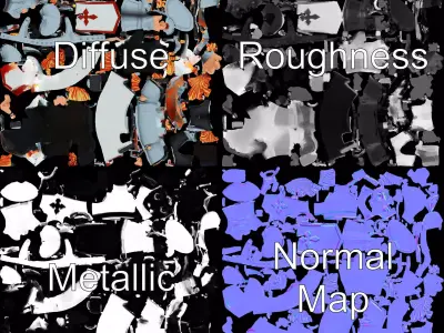 Medieval Knight Armor model pack Low-poly 3D model