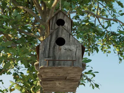 Birdhouse bird house hanging from tree 3D model