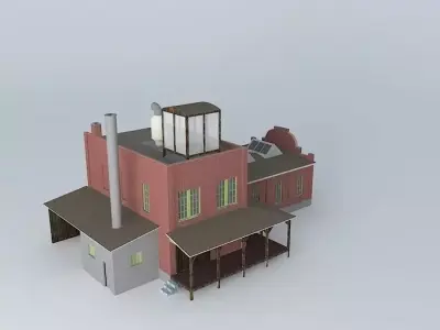Factory brick house Free 3D model
