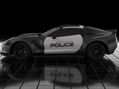 Police Corvette C7 3d Model Low-poly 3D model