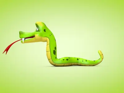 Snake cartoon Low-poly 3D model