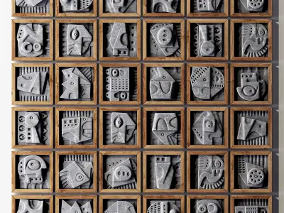 Wall tile decorative pattern hieroglyph n2  3D model