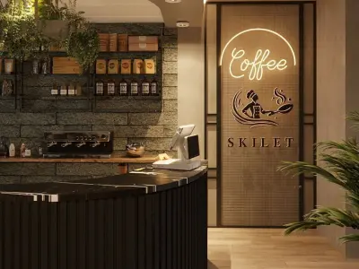 Modern Restaurant Interior Scene Elegant Dining 3D model