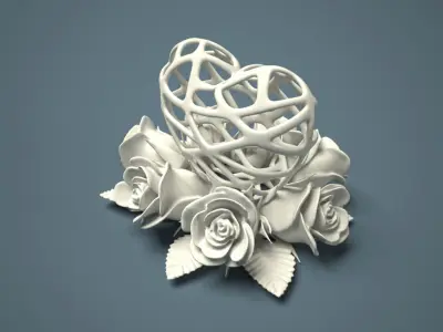 Heart and Roses for 3d printing 3D print model