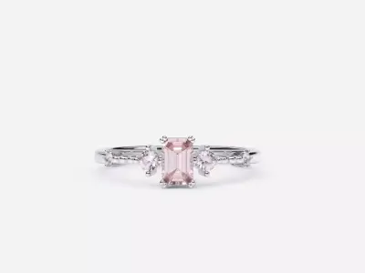 ZDR0175 morganite ring gold 3D print model