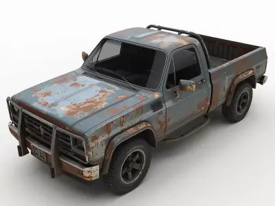Custom Wasteland Muscle Car 3D Model Low-poly 3D model