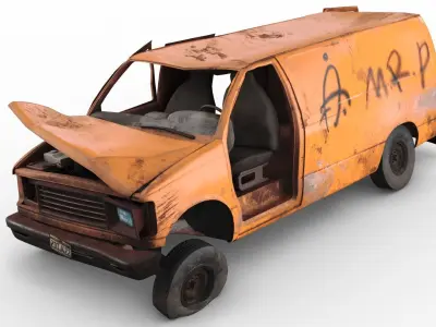 Crashed Van 01 Low-poly 3D model