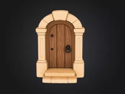 Wooden Archway Doorway Low-poly 3D model