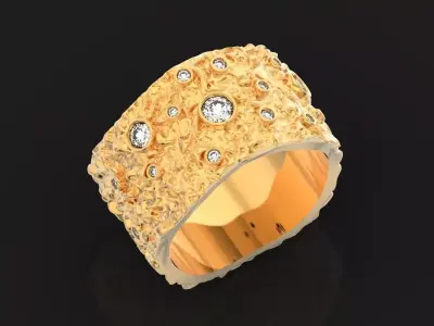 textured ancient Wedding Band 1105 3D print model