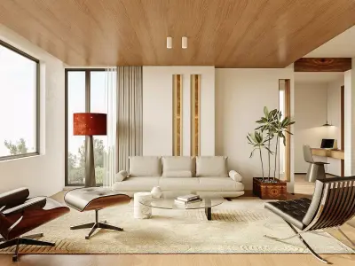 Modern living room dining room interior scenes 588 3D model