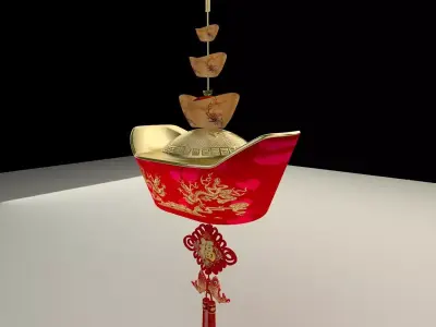 Chinese gold Ingot lantern  3D model