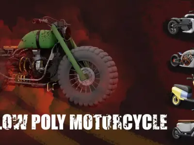 50 LOW POLY MOTORCYCLE  Low-poly 3D model