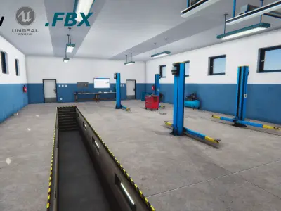 Modular Car Service Low-poly 3D model