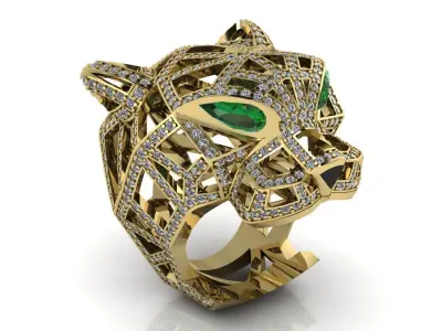 Panther Ring Gold  3D print model