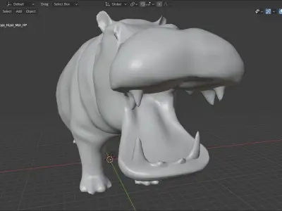 Hippopotamus Low-poly 3D model hippo Low-poly 3D model