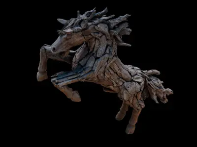 Galloping Driftwood Horse 3D model