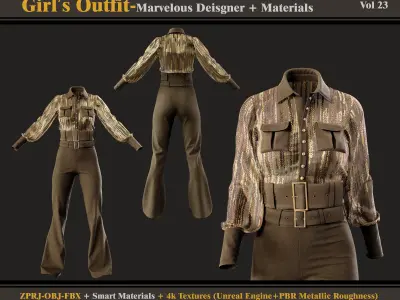 Girls Outfit- MD-Clo3d - Smart Material - Textures - OBJ - FBX 3D model