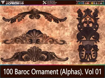 100 Baroc Ornament Alphas Volume 01 Low-poly 3D model