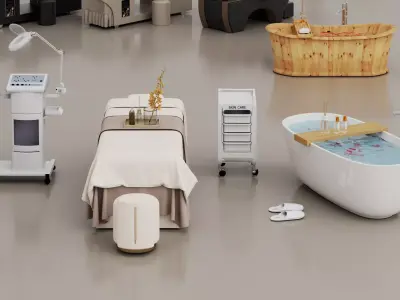 Luxury Spa  Beauty Salon Equipment Collection Low-poly 3D model
