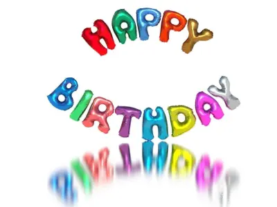 HAPPY BIRTHDAY COLOR BALLOONS Low-poly 3D model