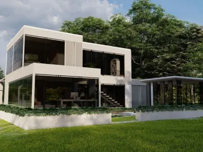 pack Casa Scene- two villa-two modern house 3D model