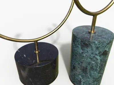 Candle Holder Gold Set Low-poly 3D model