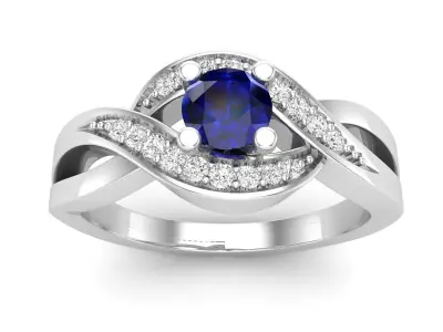 AV 591 Diamond Ladies Swirl Split Shank Bridal Promise Ring 3D print model