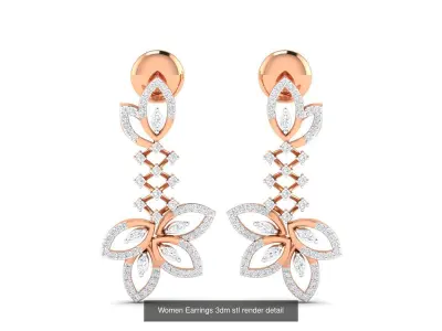 Leaf Ring Earrings Pendant Bracelet 3dm stl renders details 3D Model Pack