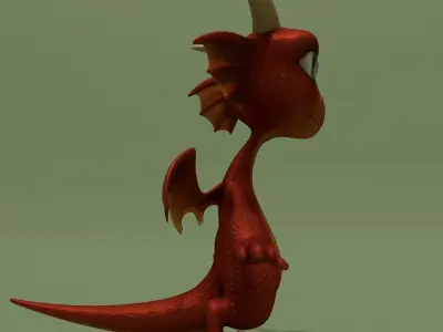 Cartoon Dragon Baby Red 3D model