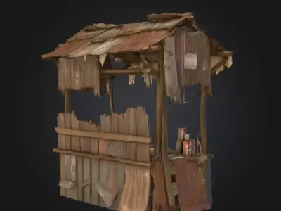 Rustic Market Stall Low-poly 3D model