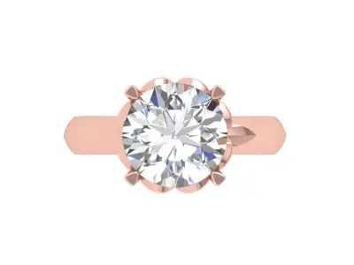 Solitaire Engagement Art Deco Ring 3D print model 2