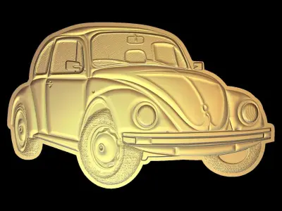 Beetle Car Suitable for embossing Hot Foil Technique 3D model