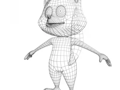 Racoon Musketeer Cartoon Character Rigged Low-poly 3D model