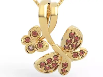 Exclusive Layered Butterfly Charm Pendant 3D print model