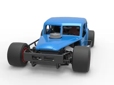 Vintage Asphalt Modified stock car V5 Scale 1 to 25 3D print model