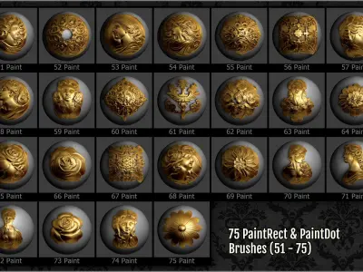Romantic Era Ornaments Maker 300 ZBrush brushes and 75 alphas Texture