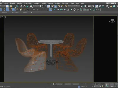 Glass Dining set Low-poly 3D model