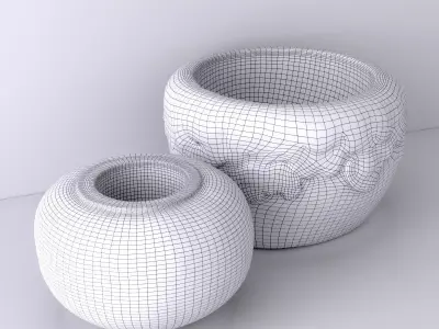 Java Stone Flower Pots 3D model