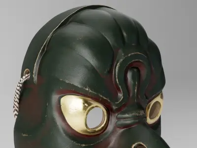 Japanese Korobase mask Low-poly 3D model