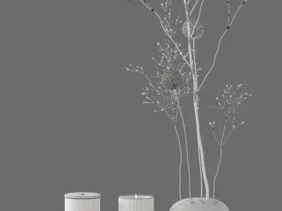 Decor Craspedia and candles Set 58 3D model