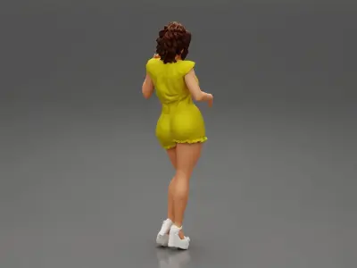 Beautiful Fashion model wearing dress 3D print model