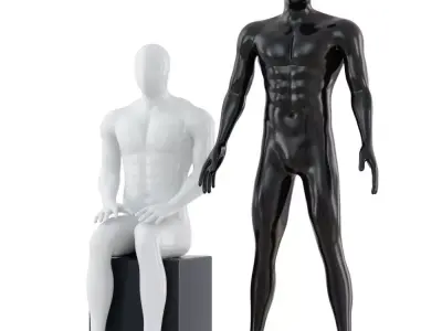Standing and seated abstract mannequin 131 3D model