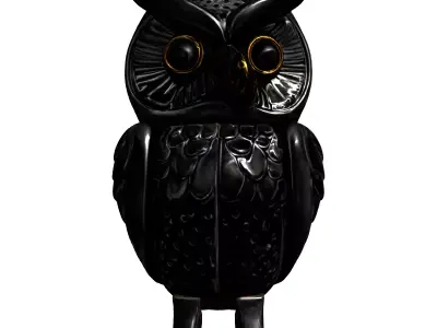 Elegant Metallic Owl Decorative Sculpture Low-poly 3D model