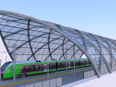 Station with Stadler Flirt 3D model
