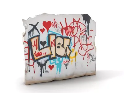 Urban Graffiti Wall model pack Low-poly 3D model