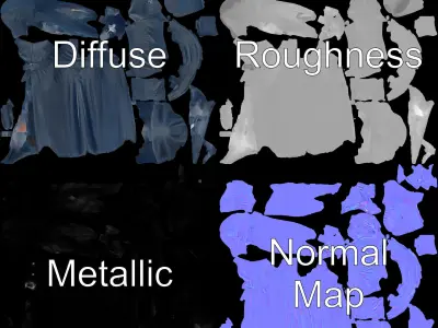 Dark Hooded Phantom D Character Model with PBR Textures Low-poly 3D model