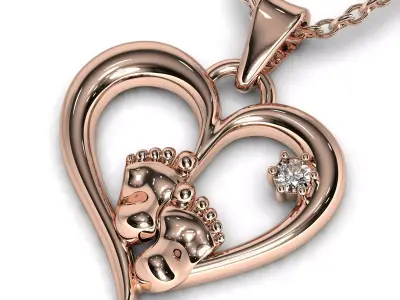 Baby feet in a heart pendant 3D print model 3D print model