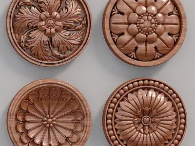 Decorative Wall Rosettes model 02 Low-poly 3D model