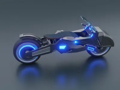 Motorcycle futuristic with lights Low-poly 3D model