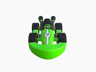 Cartoon Kart C04 Green - Vehicle Racing Design Low-poly 3D model